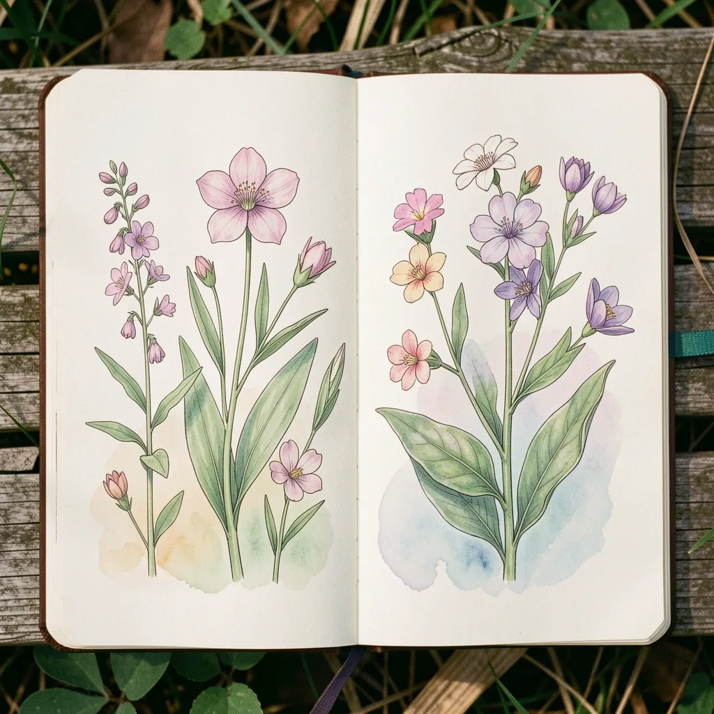Botanical field study illustration