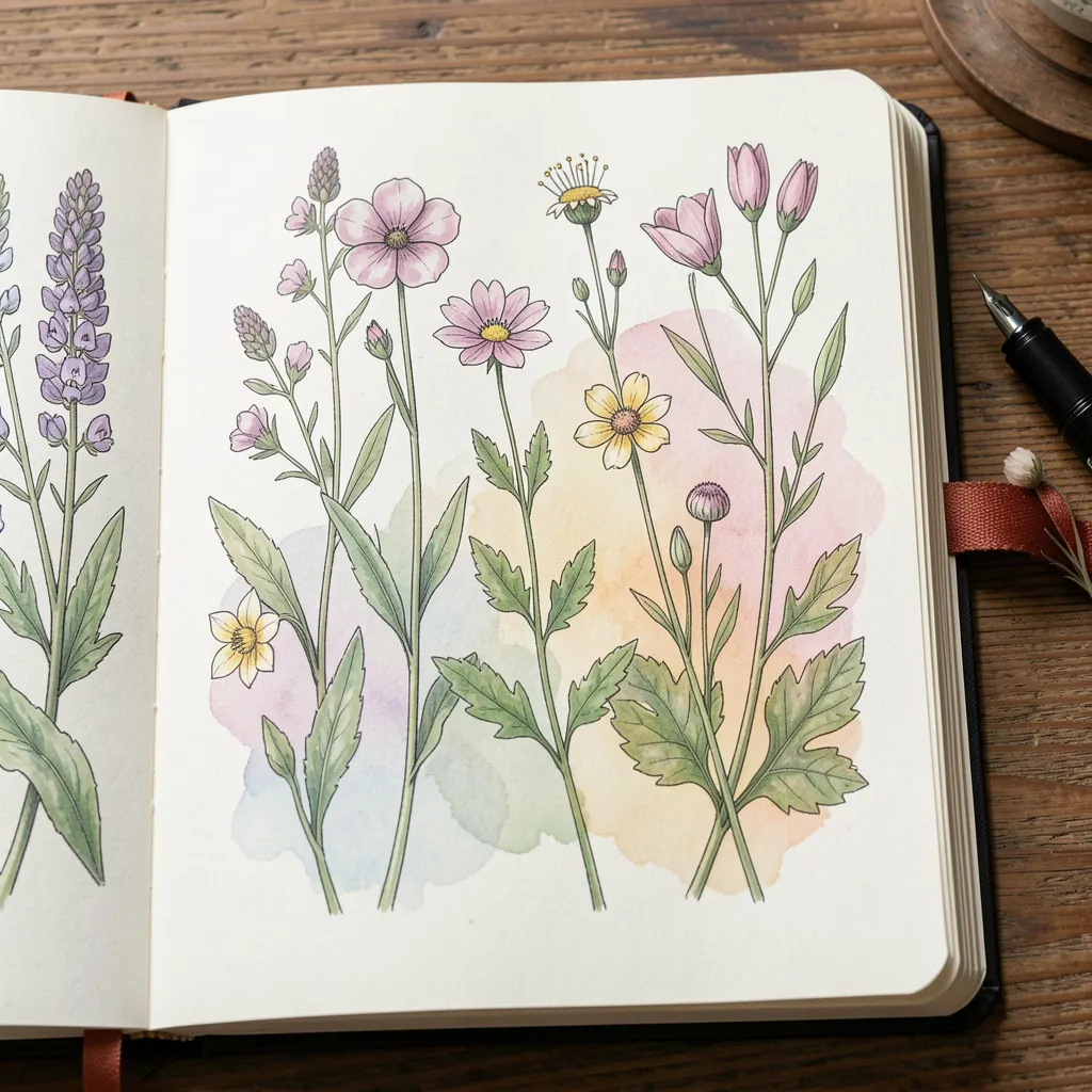 Botanical watercolor painting